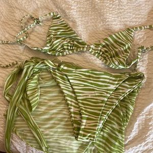 Green zebra striped bikini